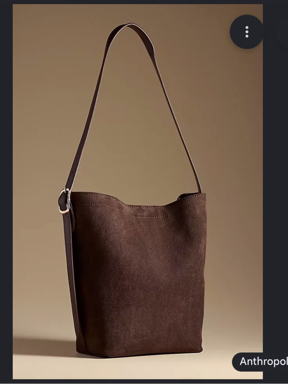 By Anthropologie Brown Faux-Suede North-South Bucket Shoulder Bag